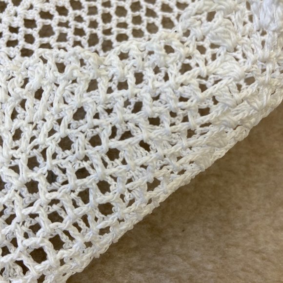 Vintage Crochet Doily Round White Cottagecore Farmhouse - Picture 7 of 7